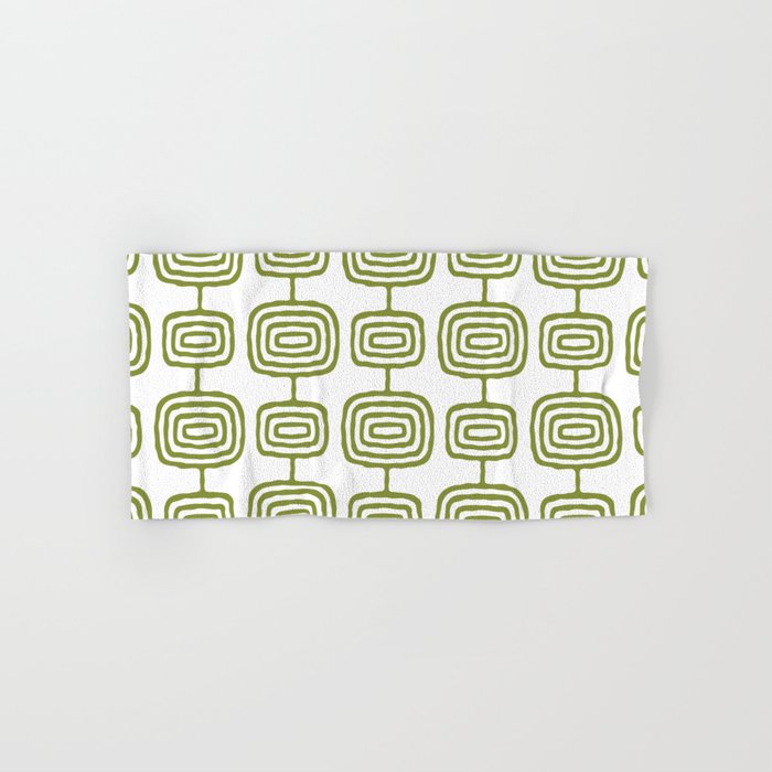 Mid Century Modern Atomic Rings Pattern Olive Green 3 Towels Gallery Image 1