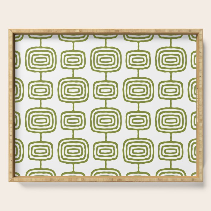 Mid Century Modern Atomic Rings Pattern Olive Green 3 Serving Tray Gallery Image 1