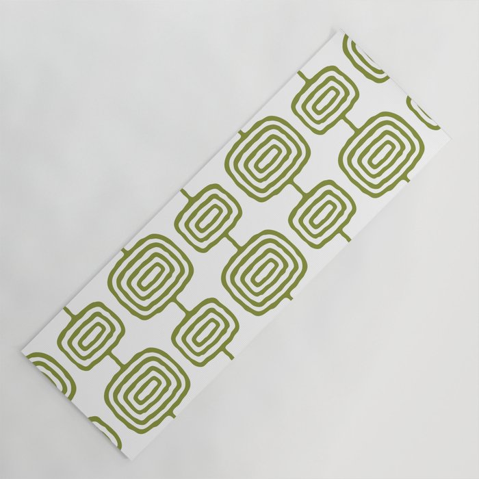 Mid Century Modern Atomic Rings Pattern Olive Green 3 Yoga Mat Gallery Image 1