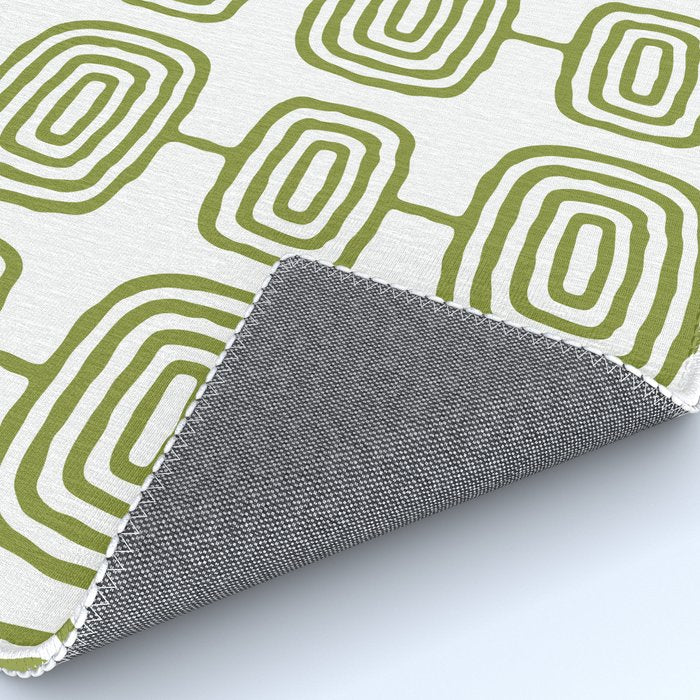 Mid Century Modern Atomic Rings Pattern Olive Green 3 Rug Gallery Image 4