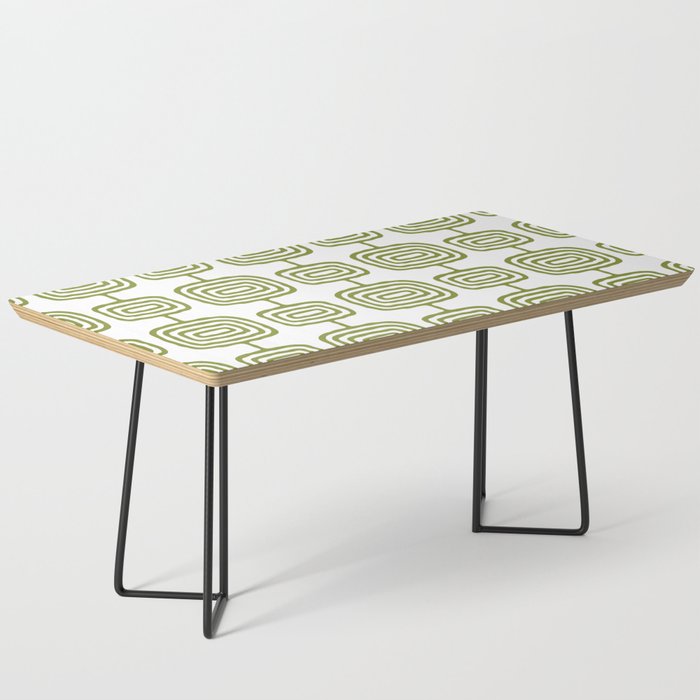 Mid Century Modern Atomic Rings Pattern Olive Green 3 Coffee Table Gallery Image 1