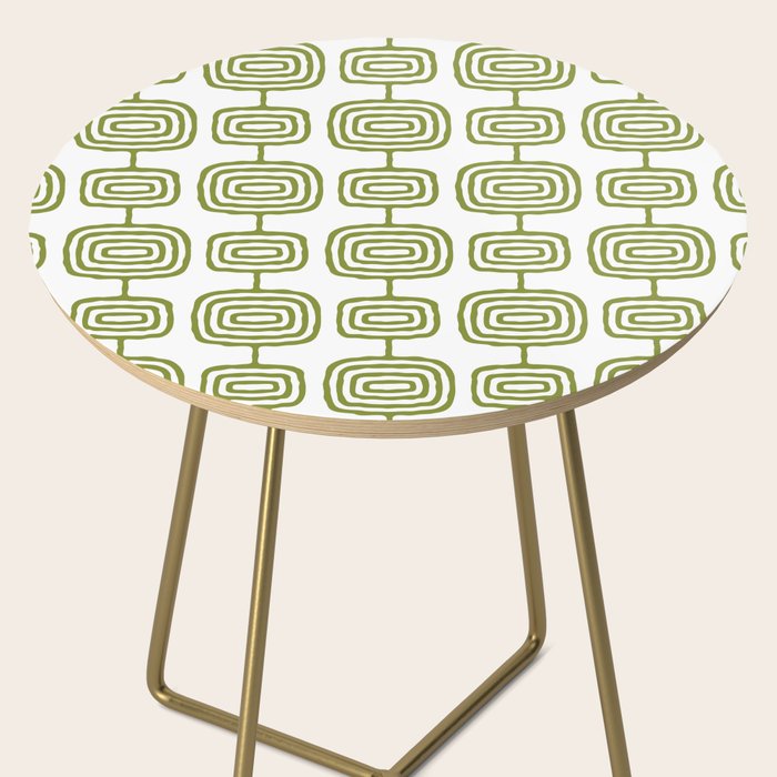 Mid Century Modern Atomic Rings Pattern Olive Green 3 Side Table Gallery Image 2