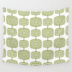 Mid Century Modern Atomic Rings Pattern Olive Green 3 Wall Tapestry Gallery Image 4