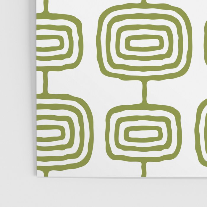 Mid Century Modern Atomic Rings Pattern Olive Green 3 Poster Gallery Image 3