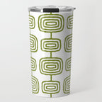 Mid Century Modern Atomic Rings Pattern Olive Green 3 Travel Mug Gallery Image 1