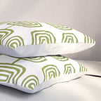 Mid Century Modern Atomic Rings Pattern Olive Green 3 Pillow Sham Gallery Image 3