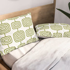 Mid Century Modern Atomic Rings Pattern Olive Green 3 Pillow Sham Gallery Image 2