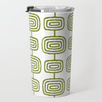 Mid Century Modern Atomic Rings Pattern Olive Green 3 Travel Mug Gallery Image 3