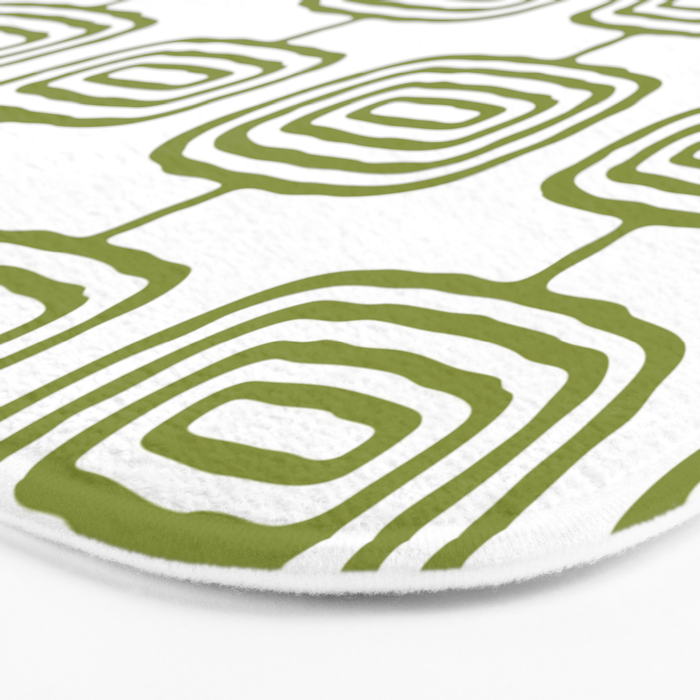 Mid Century Modern Atomic Rings Pattern Olive Green 3 Bath Mat Gallery Image 3