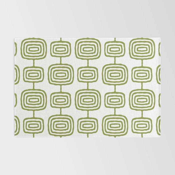 Mid Century Modern Atomic Rings Pattern Olive Green 3 Rug Gallery Image 2