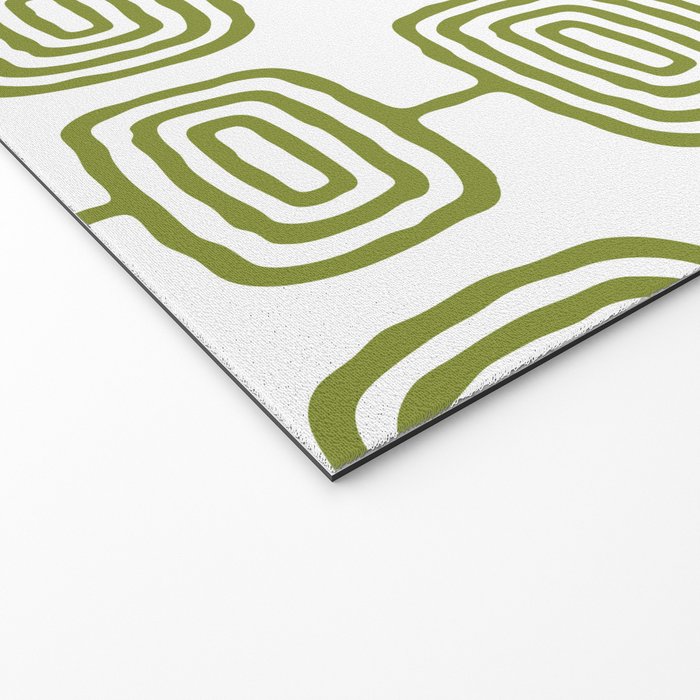 Mid Century Modern Atomic Rings Pattern Olive Green 3 Welcome Mat Gallery Image 2