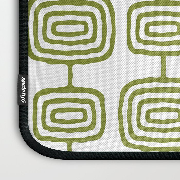 Mid Century Modern Atomic Rings Pattern Olive Green 3 Laptop Sleeve Gallery Image 3