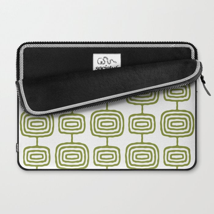 Mid Century Modern Atomic Rings Pattern Olive Green 3 Laptop Sleeve Gallery Image 2