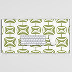 Mid Century Modern Atomic Rings Pattern Olive Green 3 Desk Mat Gallery Image 1