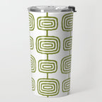 Mid Century Modern Atomic Rings Pattern Olive Green 3 Travel Mug Gallery Image 2