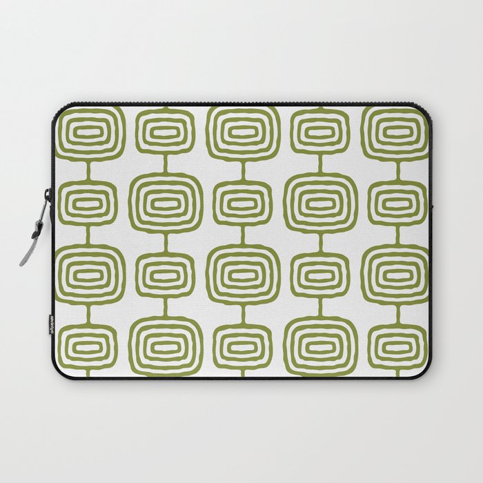 Mid Century Modern Atomic Rings Pattern Olive Green 3 Laptop Sleeve Gallery Image 1
