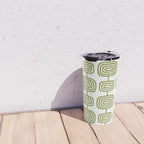Mid Century Modern Atomic Rings Pattern Olive Green 3 Travel Mug Gallery Image 4