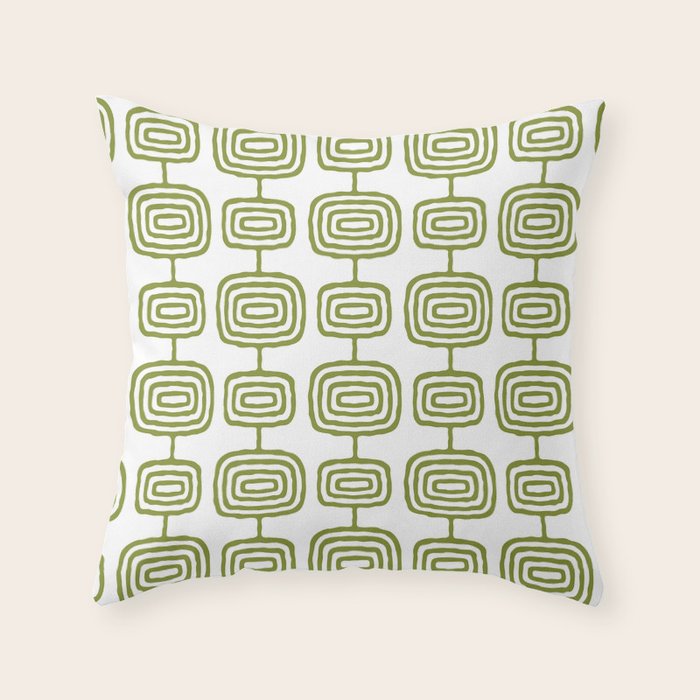 Mid Century Modern Atomic Rings Pattern Olive Green 3 Throw Pillow Gallery Image 6