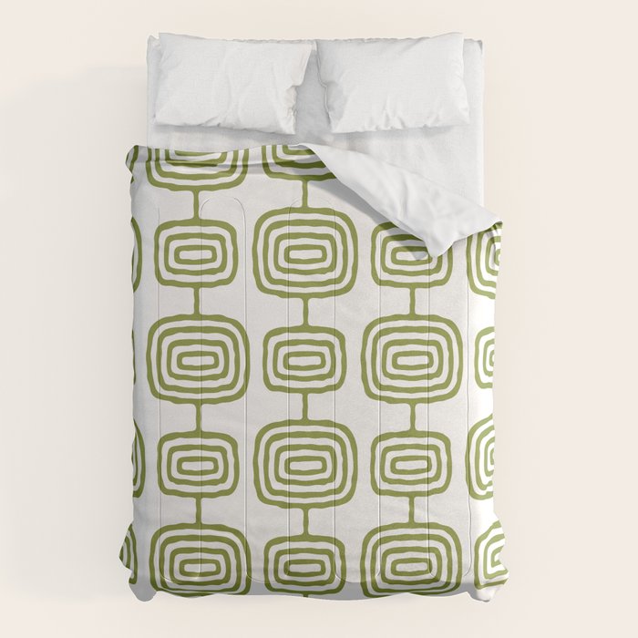 Mid Century Modern Atomic Rings Pattern Olive Green 3 Comforter Gallery Image 6