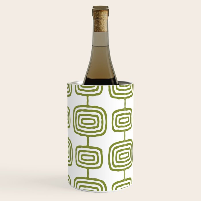 Mid Century Modern Atomic Rings Pattern Olive Green 3 Wine Chiller Gallery Image 3