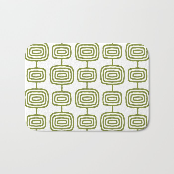 Mid Century Modern Atomic Rings Pattern Olive Green 3 Bath Mat Gallery Image 1