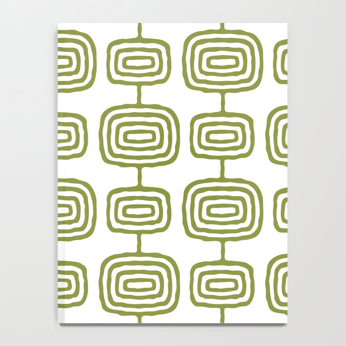 Mid Century Modern Atomic Rings Pattern Olive Green 3 Notebook Gallery Image 4