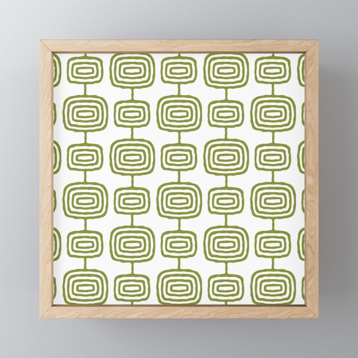 Mid Century Modern Atomic Rings Pattern Olive Green 3 Mini Art Print Gallery Image 1