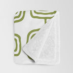 Mid Century Modern Atomic Rings Pattern Olive Green 3 Throw Blanket Gallery Image 3