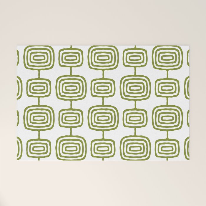 Mid Century Modern Atomic Rings Pattern Olive Green 3 Welcome Mat Gallery Image 1
