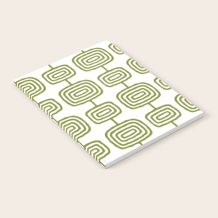 Mid Century Modern Atomic Rings Pattern Olive Green 3 Notebook Gallery Image 1