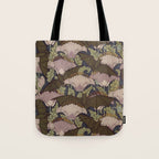 Vintage Art Deco Bat and Flowers Tote Bag Gallery Image 1