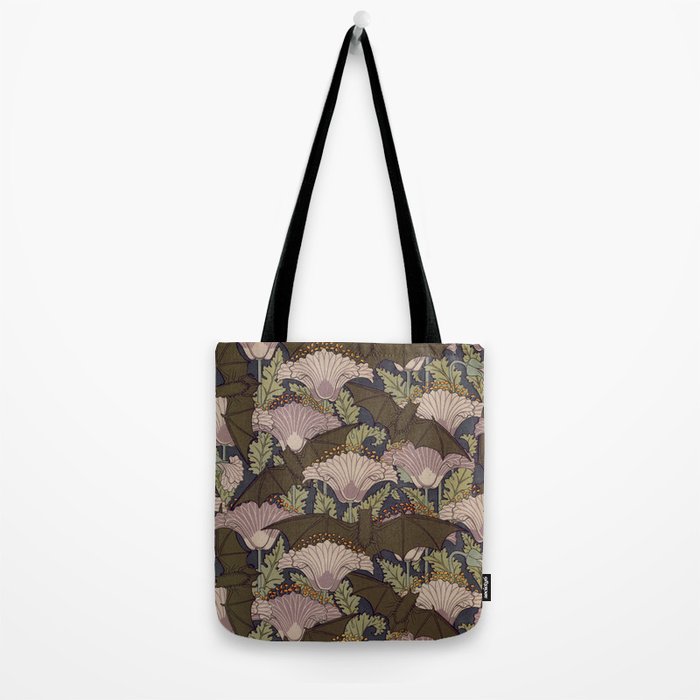 Vintage Art Deco Bat and Flowers Tote Bag Gallery Image 2