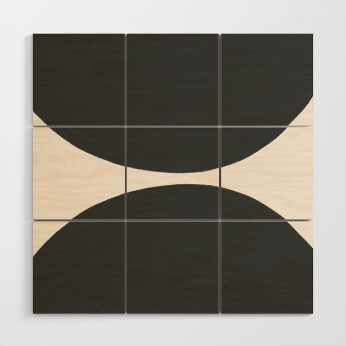 Black and White MidCentury Semi Circles  Wood Wall Art Gallery Image 1