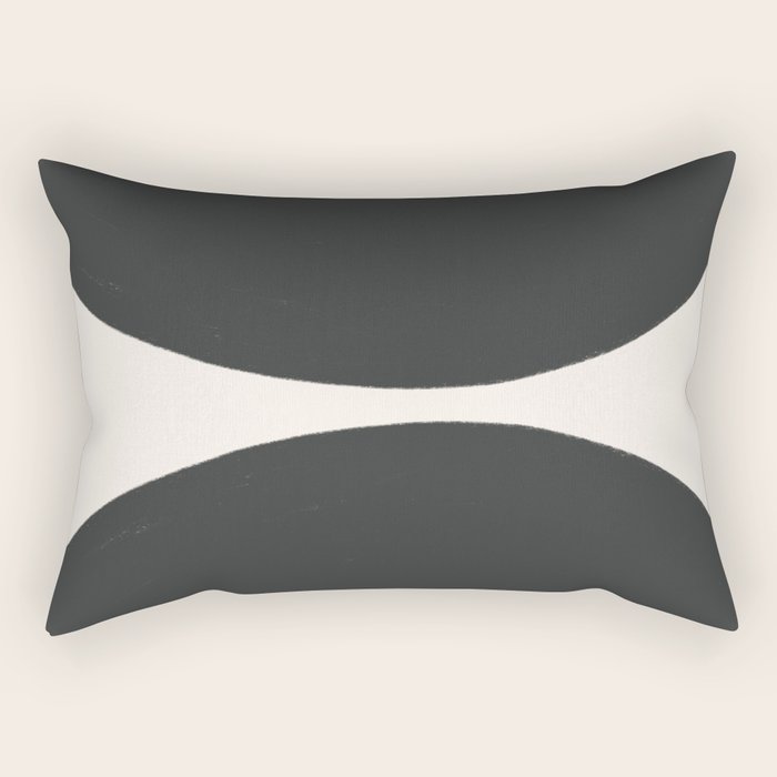 Black and White MidCentury Semi Circles  Rectangular Pillow Gallery Image 1