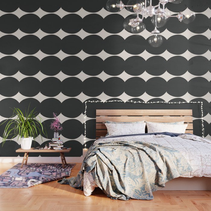 Black and White MidCentury Semi Circles  Wallpaper Gallery Image 1