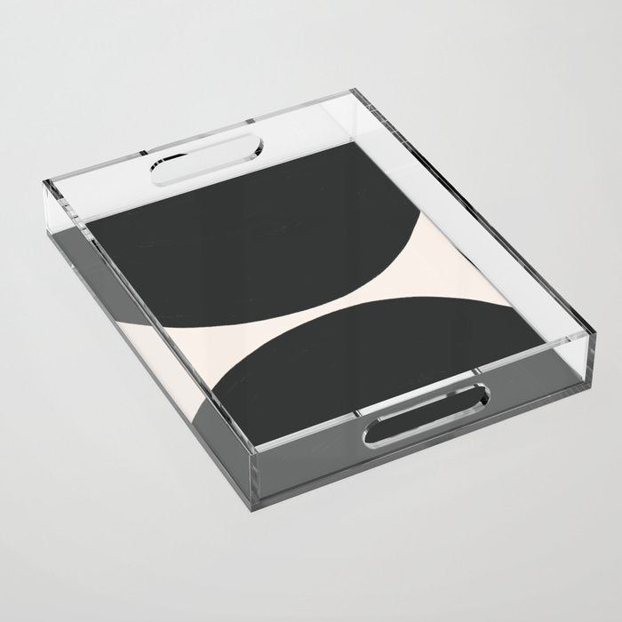 Black and White MidCentury Semi Circles  Acrylic Tray Gallery Image 1