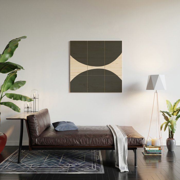 Black and White MidCentury Semi Circles  Wood Wall Art Gallery Image 2