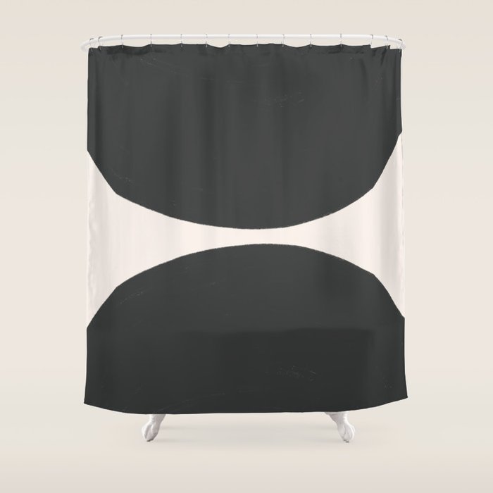 Black and White MidCentury Semi Circles  Shower Curtain Gallery Image 1