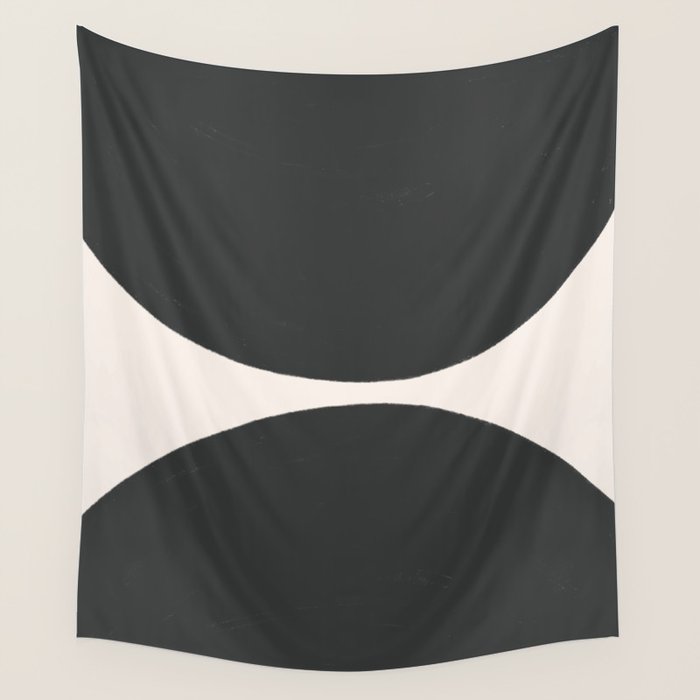 Black and White MidCentury Semi Circles  Wall Tapestry Gallery Image 1