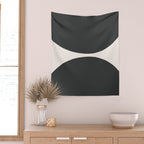 Black and White MidCentury Semi Circles  Wall Tapestry Gallery Image 2