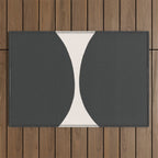 Black and White MidCentury Semi Circles  Outdoor Rug Gallery Image 1
