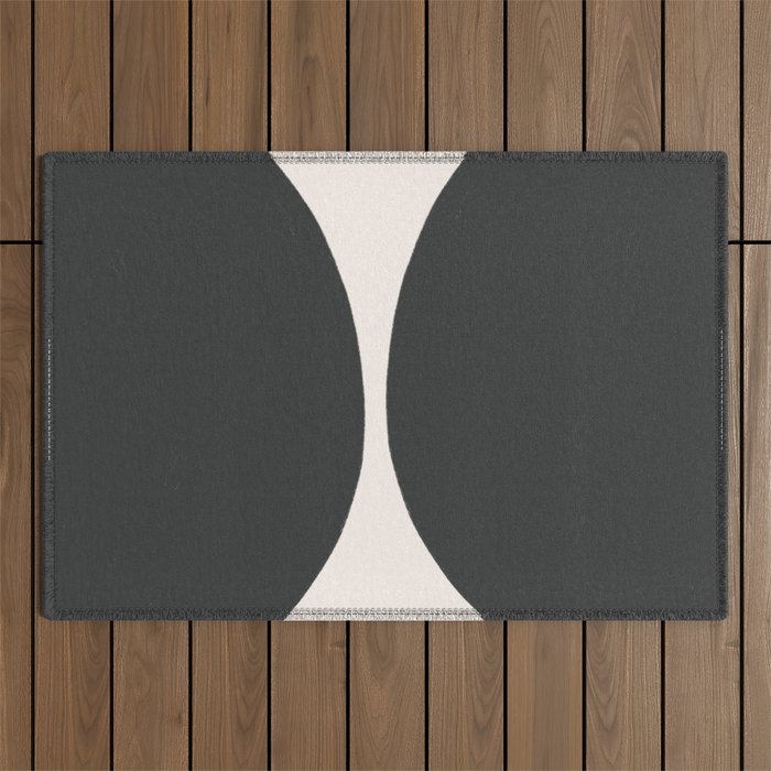 Black and White MidCentury Semi Circles  Outdoor Rug Gallery Image 1