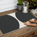 Black and White MidCentury Semi Circles  Outdoor Rug Gallery Image 2