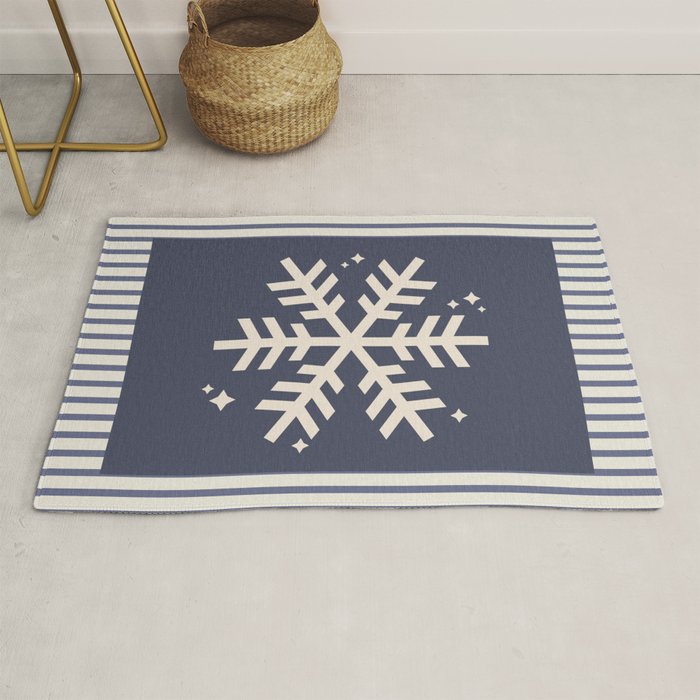 Snowflake Blue Striped Rug Gallery Image 1