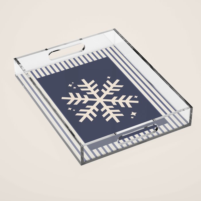 Snowflake Blue Striped Acrylic Tray Gallery Image 1