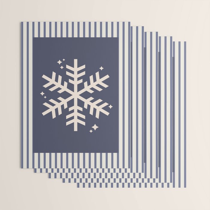 Snowflake Blue Striped Wrapping Paper Gallery Image 3