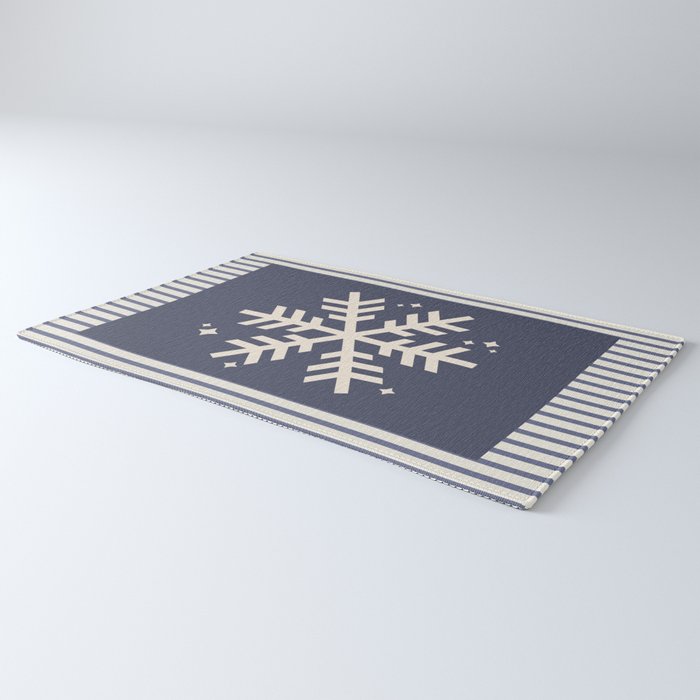 Snowflake Blue Striped Rug Gallery Image 3