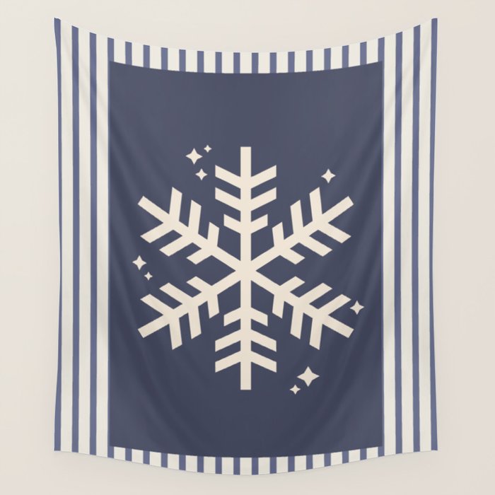 Snowflake Blue Striped Wall Tapestry Gallery Image 4