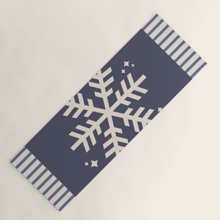 Snowflake Blue Striped Yoga Mat Gallery Image 1