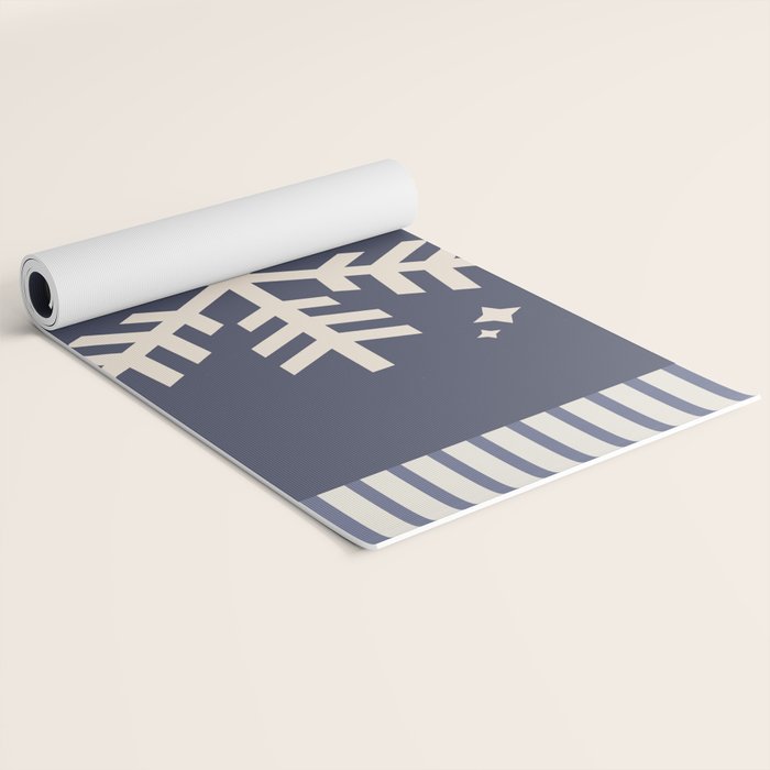Snowflake Blue Striped Yoga Mat Gallery Image 2
